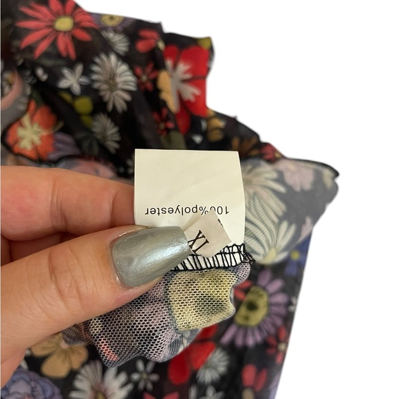 Black floral sheer mesh long sleeve top sz XL Brand New! - Picture 8 of 8